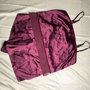 VS Large Pj Set Purple Auburgine Silky Cami Crop Top Shorts Romantic Dainty